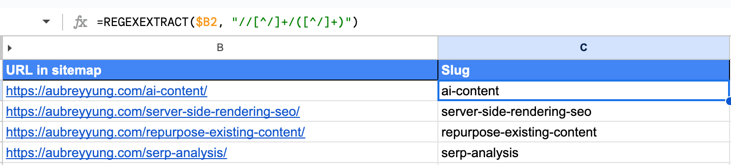 Use REGEXEXTRACT in Google Sheets