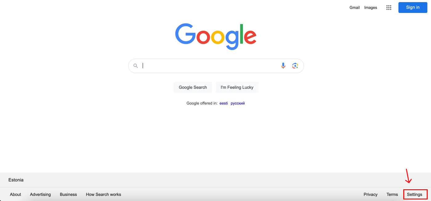 Go to Google Search Settings