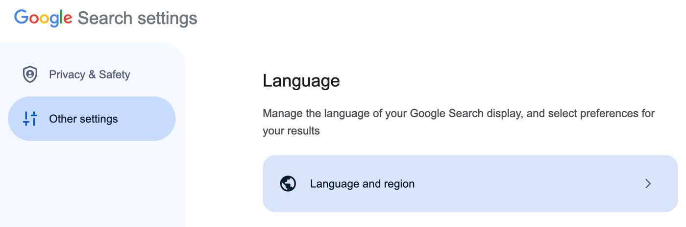 Select “Other setting” then “Language & region”