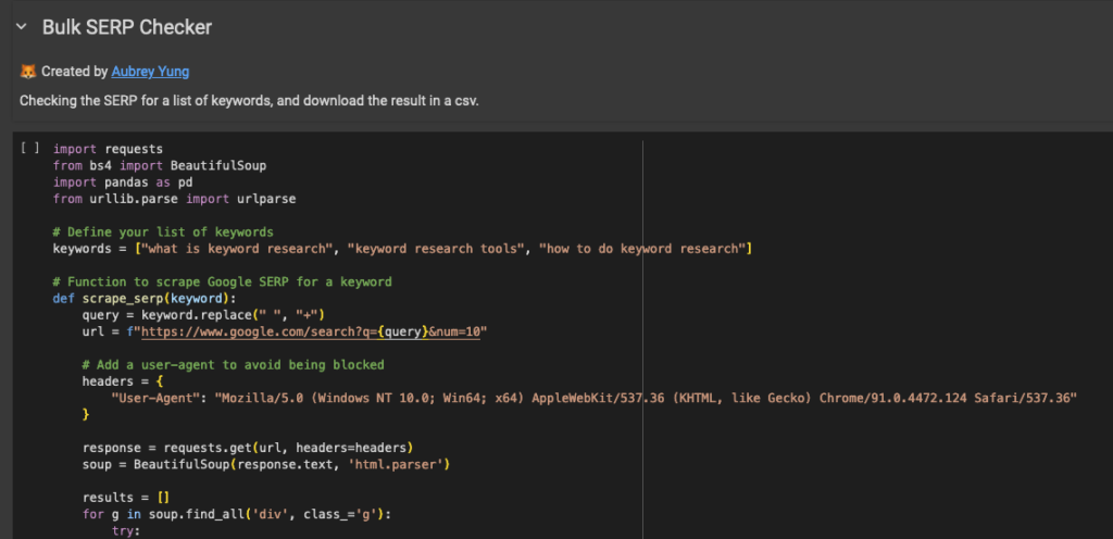 Bulk SERP Checker in Google Colab