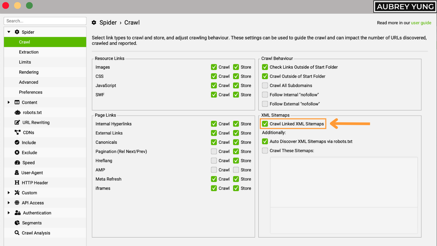 Crawled the linked XML sitemaps in ScreamingFrog