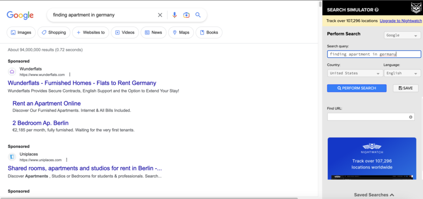 SEO Search Simulator by Nightwatch