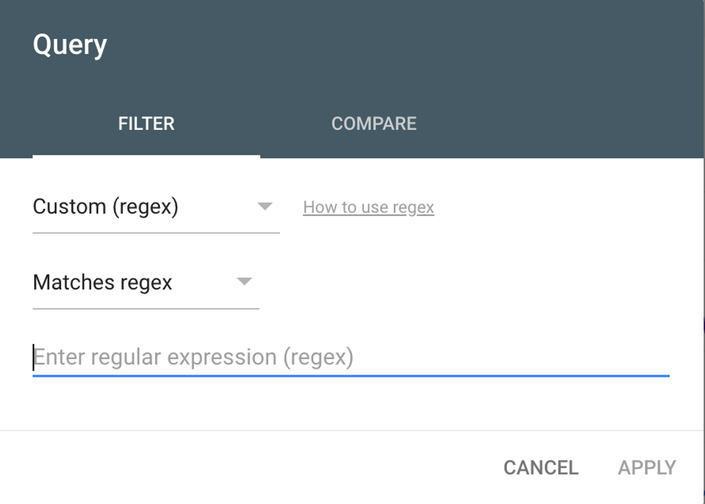 Enter the Regex in the Custom (regex) Filter