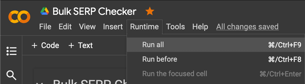 Run all in Google Colab