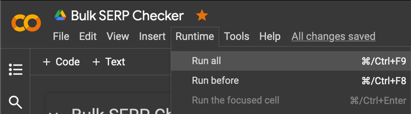Run all in Google Colab