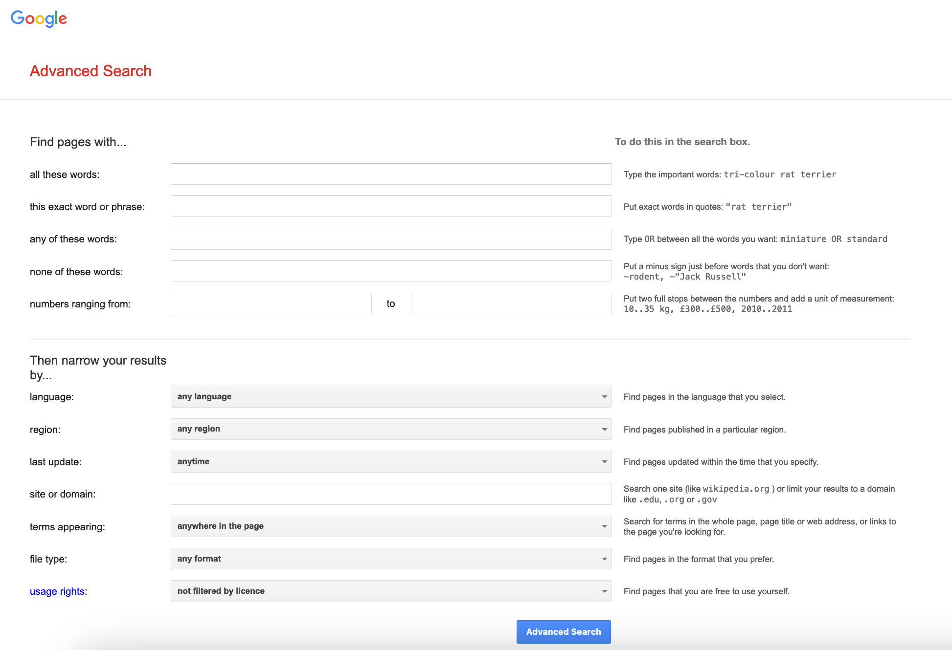 Google Advanced Search