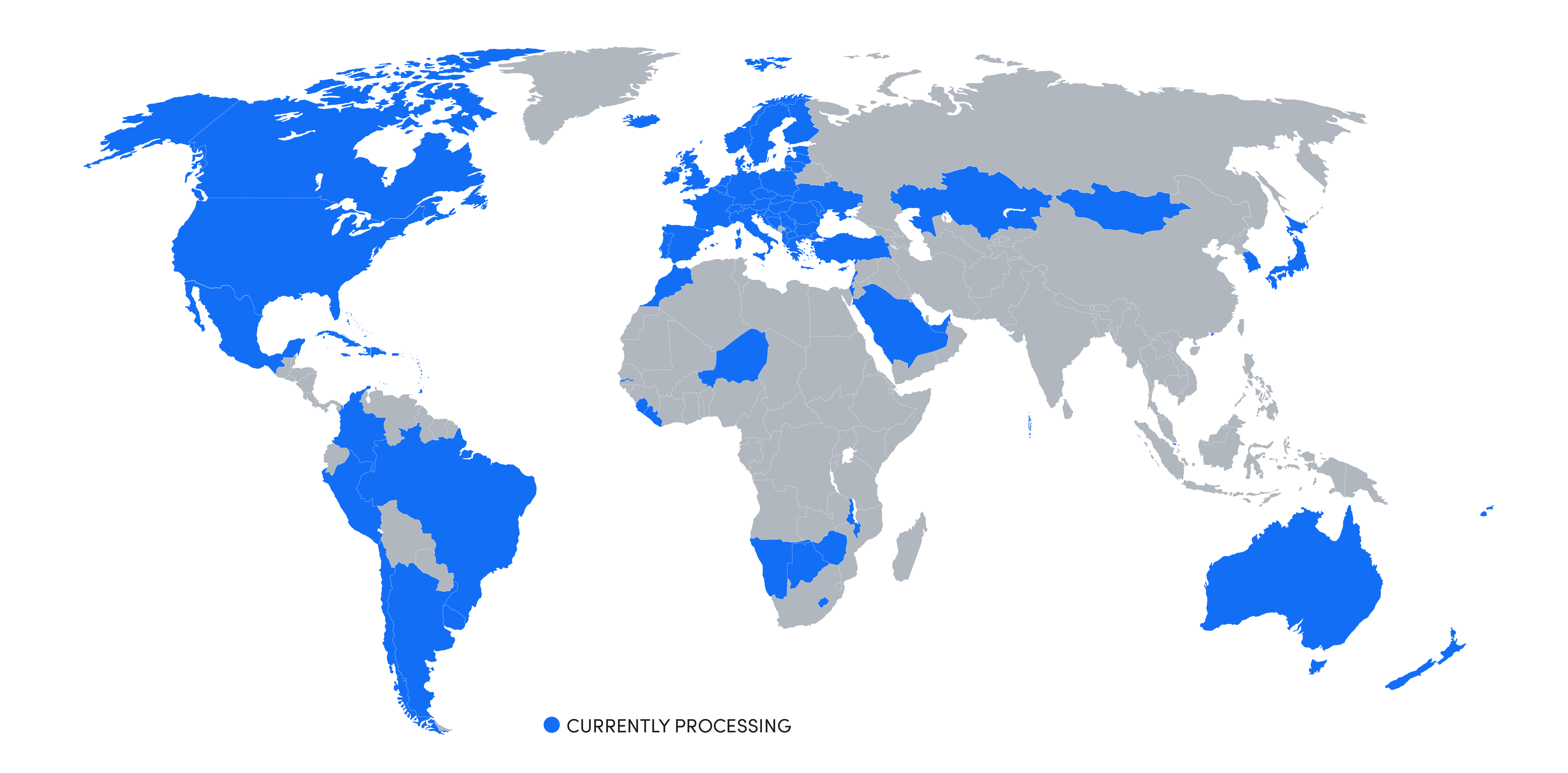 Image of world map indicating multiple countries where Shift4 does business