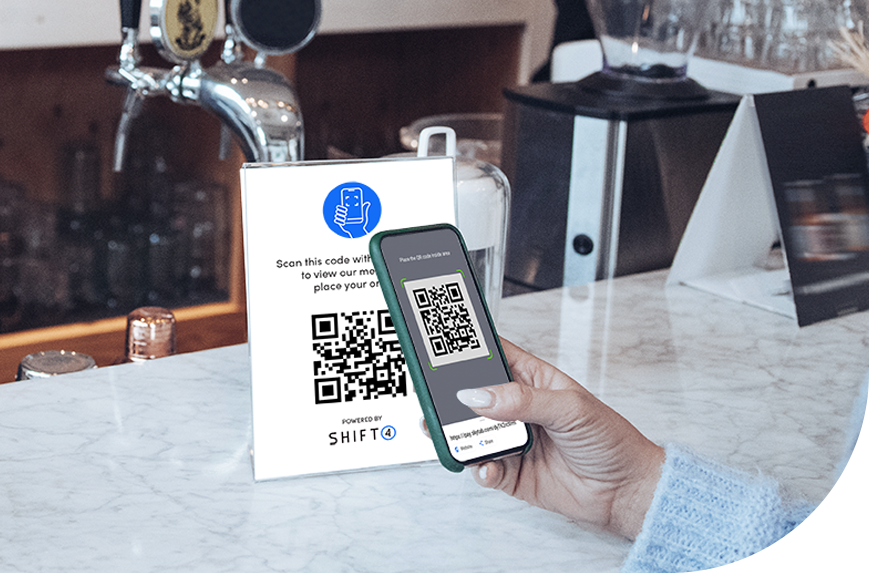 Customer scanning QR code