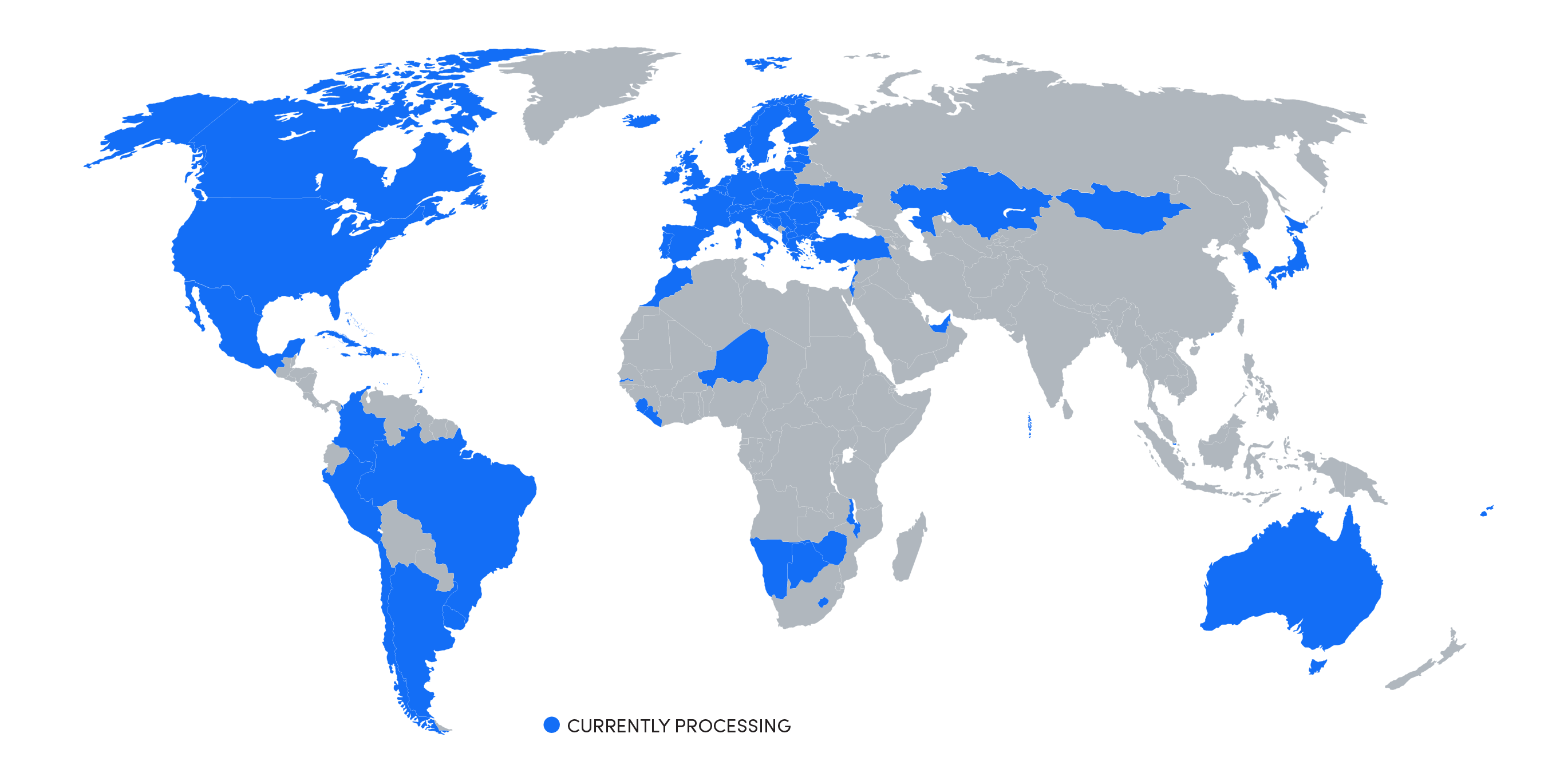 Image of world map indicating multiple countries where Shift4 does business