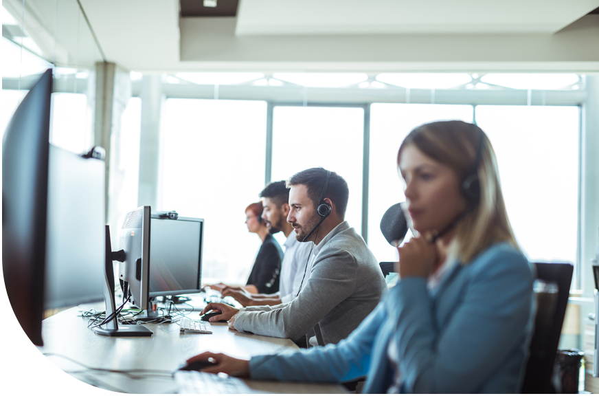 people working at desks
