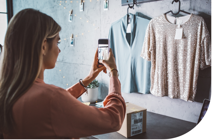 Business owner taking images of products for online website