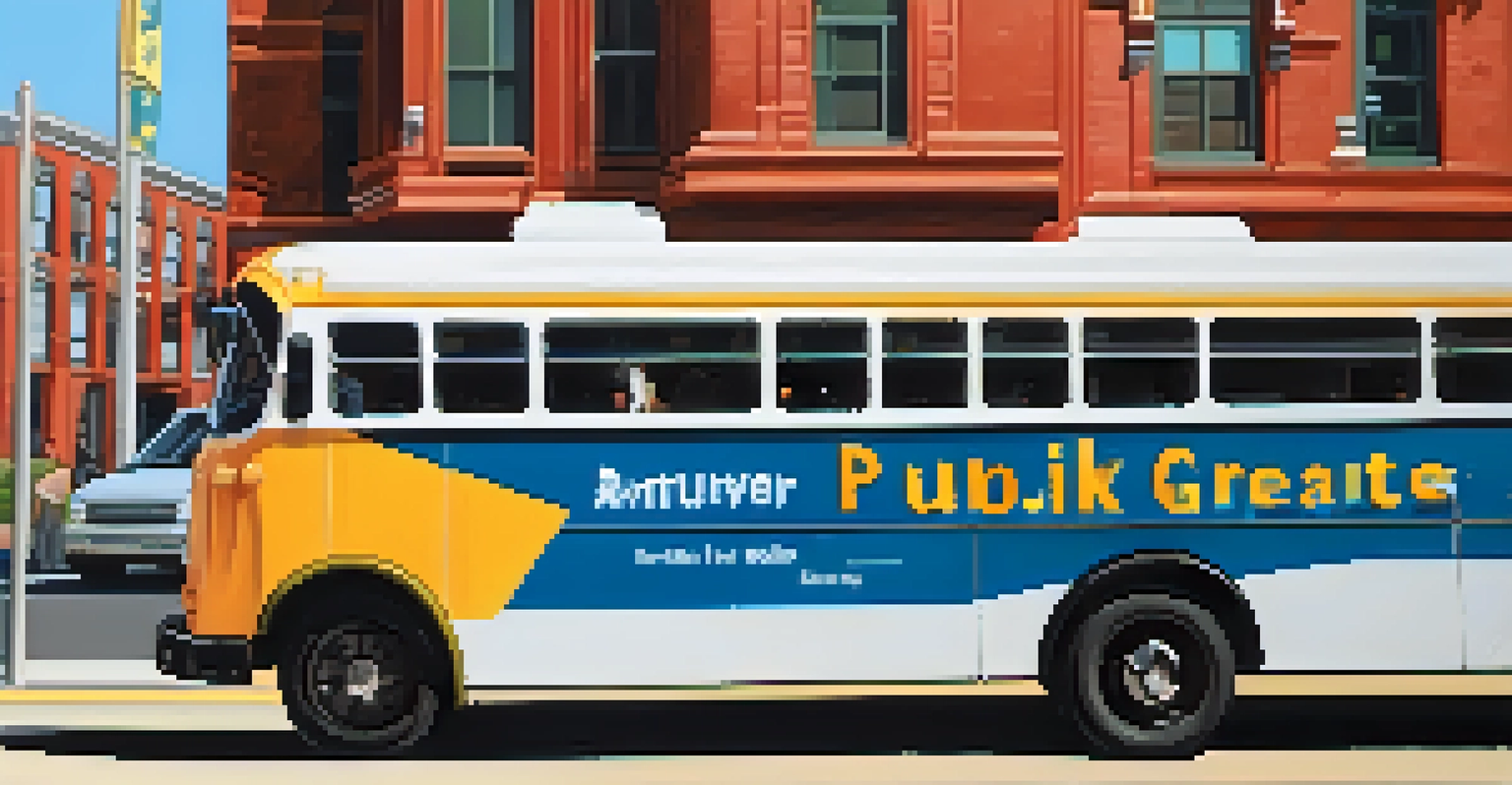 Close-up of a modern bus at a bus stop in St. Louis, with diverse passengers waiting to board and urban elements in the background.