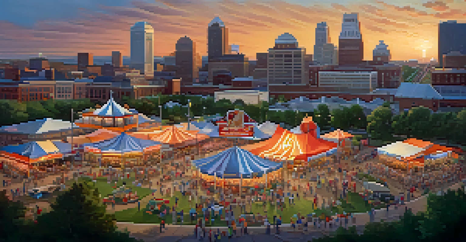 An aerial view of a crowded park in St. Louis with fans enjoying pre-game festivities and activities.