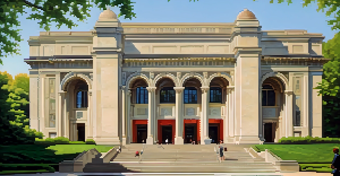 A view of the Saint Louis Art Museum with beautiful architecture and surrounding nature, showing people enjoying the park.