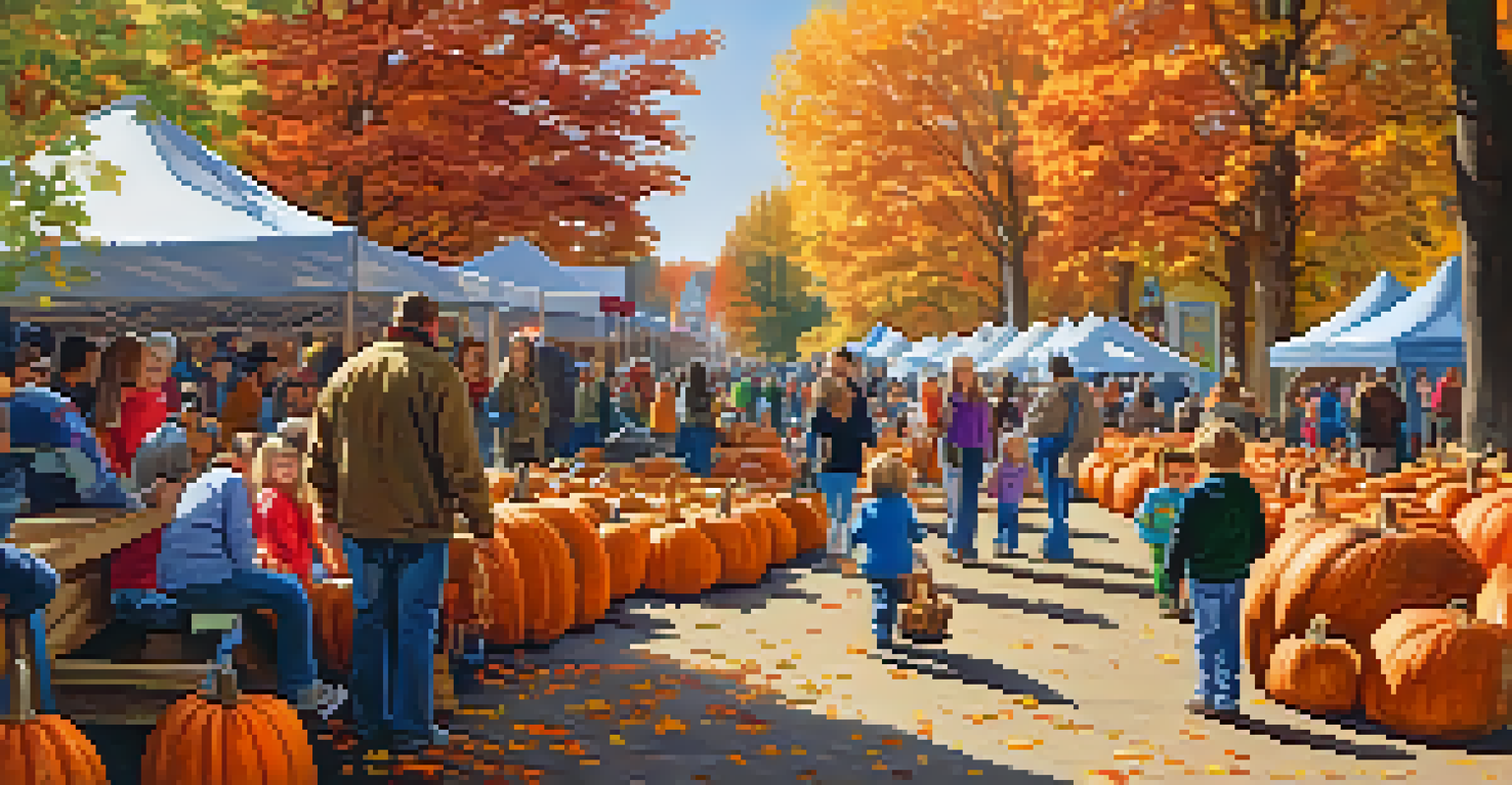 A family-friendly pumpkin festival in St. Louis, featuring pumpkin carving and hayrides amidst vibrant autumn foliage.
