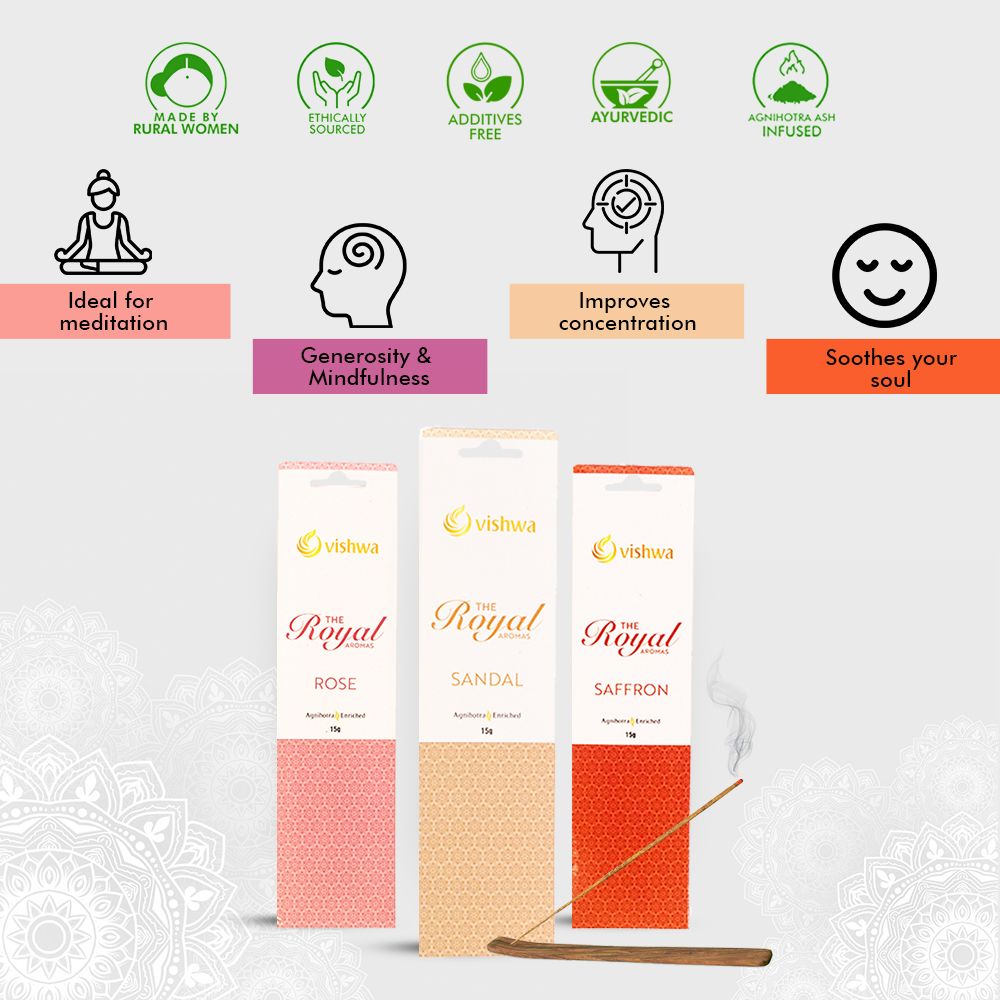 Premium Incense Sticks Bundle - Royal - ( Rose + Saffron+ Sandal) 2