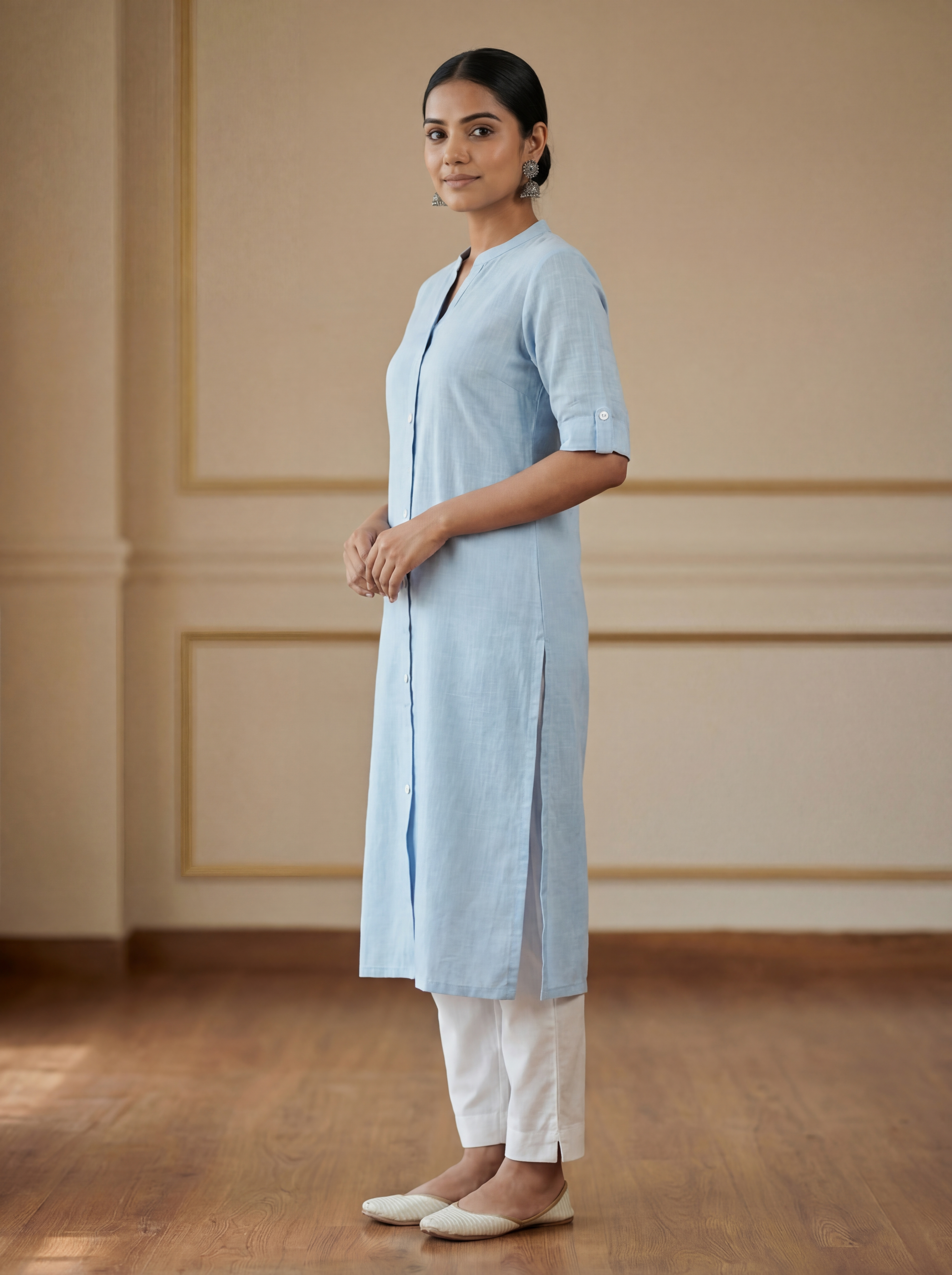 Soft Blue - Women's Long Kurta  3
