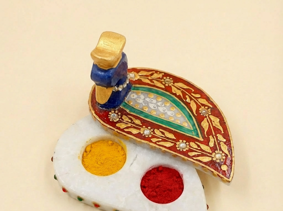 Marble Peacock Shaped Kumkum Dibbi 2