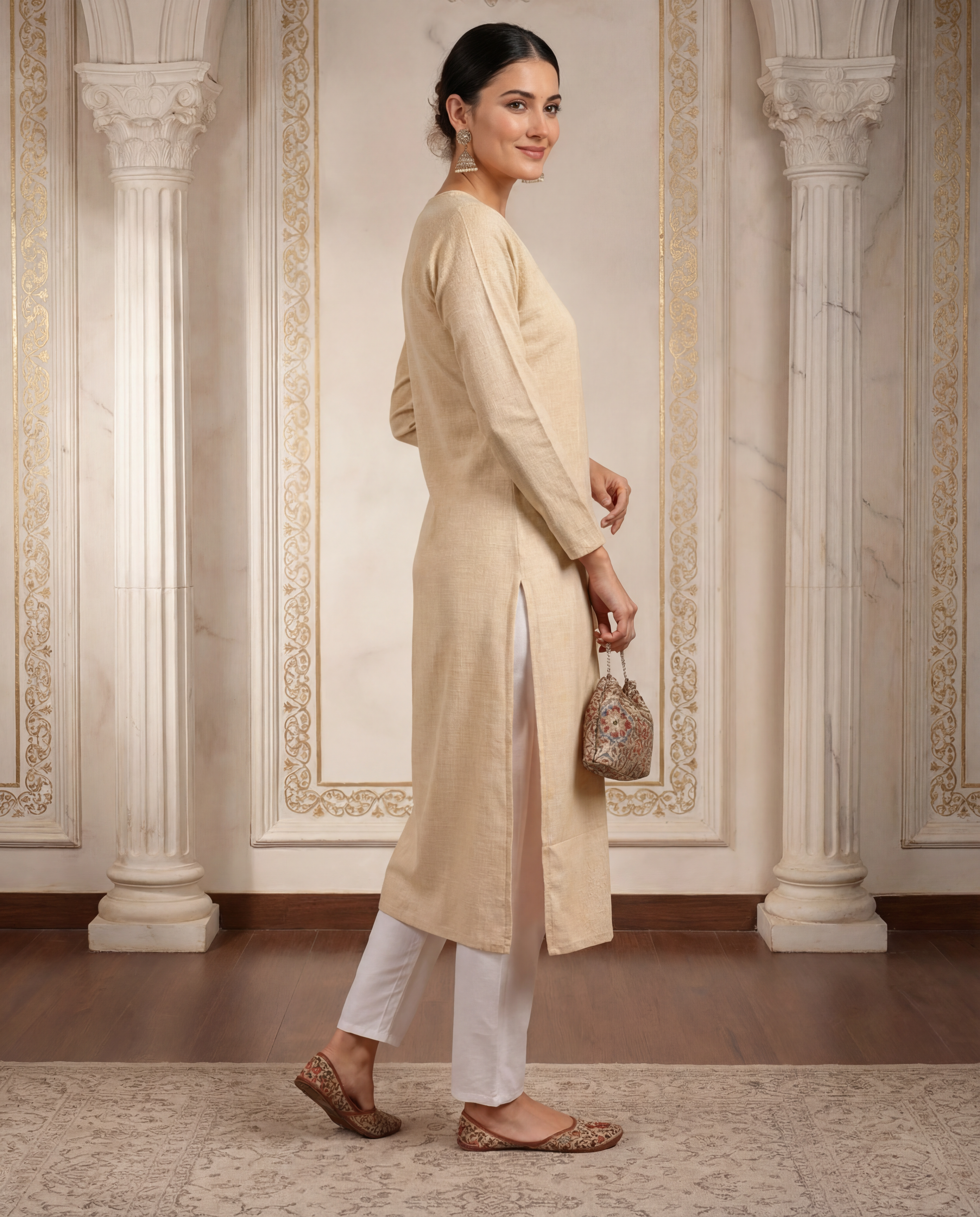 Warm Yellow - Women's Long Kurta  4