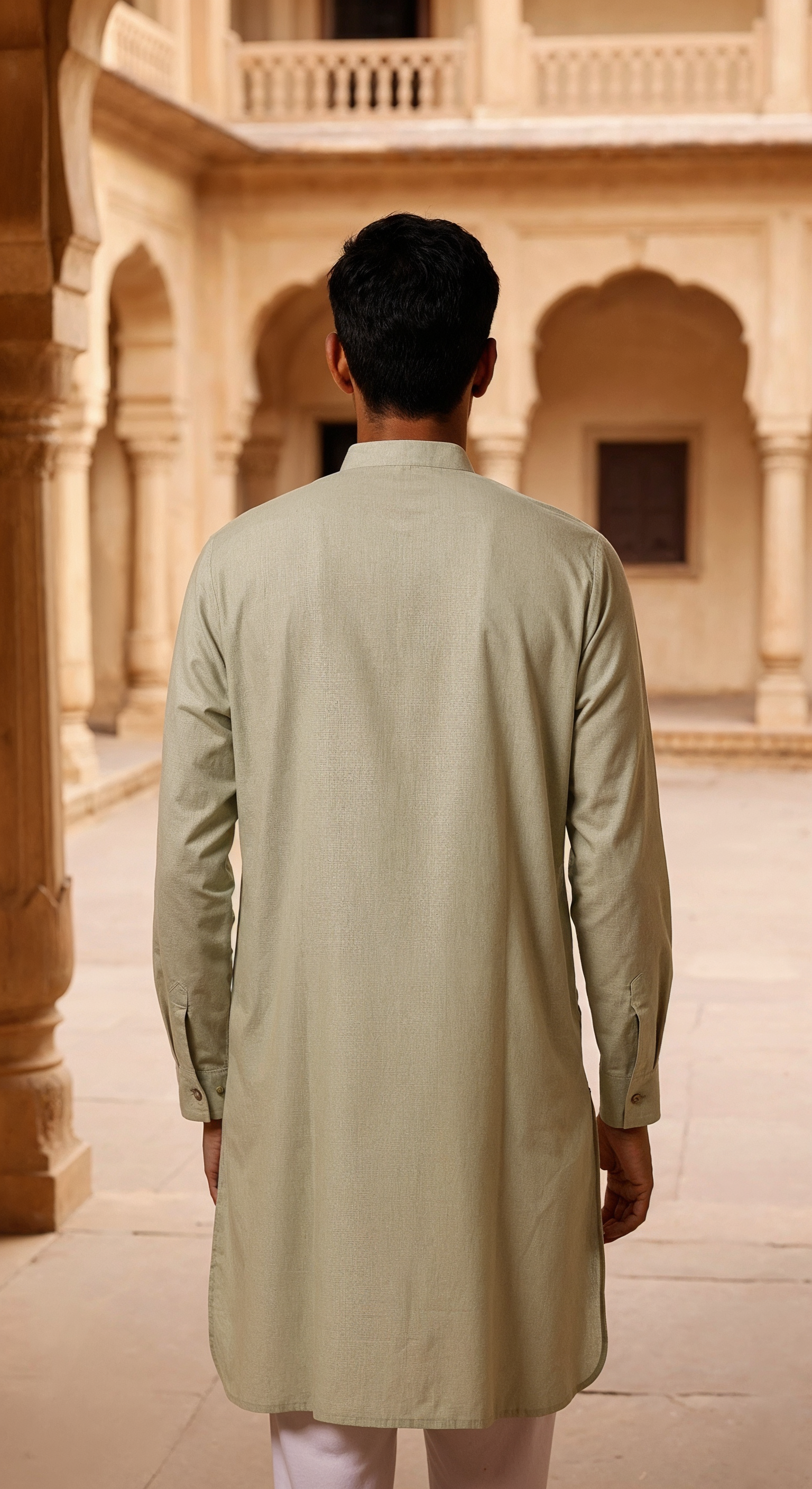 Men's Long Kurta- Yellow Tan   3