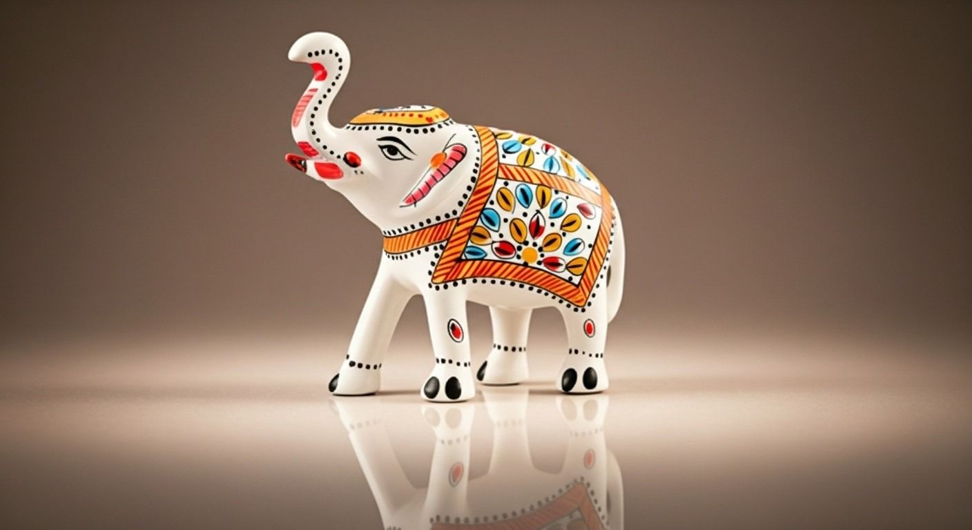 Hand-Painted Marble Elephant – Rajasthani Meenakari Artwork