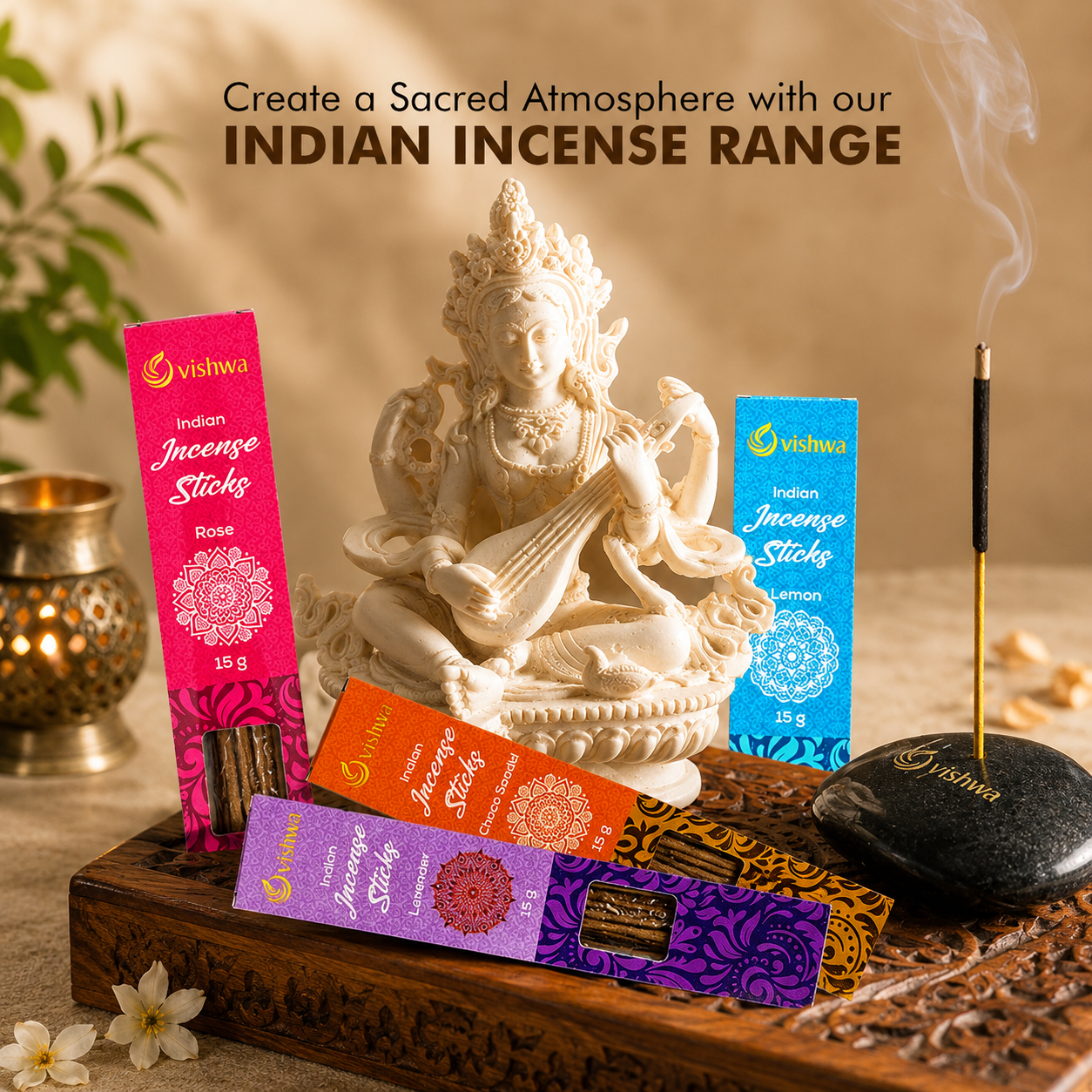 Incense Sticks Bundle - Temple - ( Rose + Cinnamon + Lavender + Sandalwood ) 3