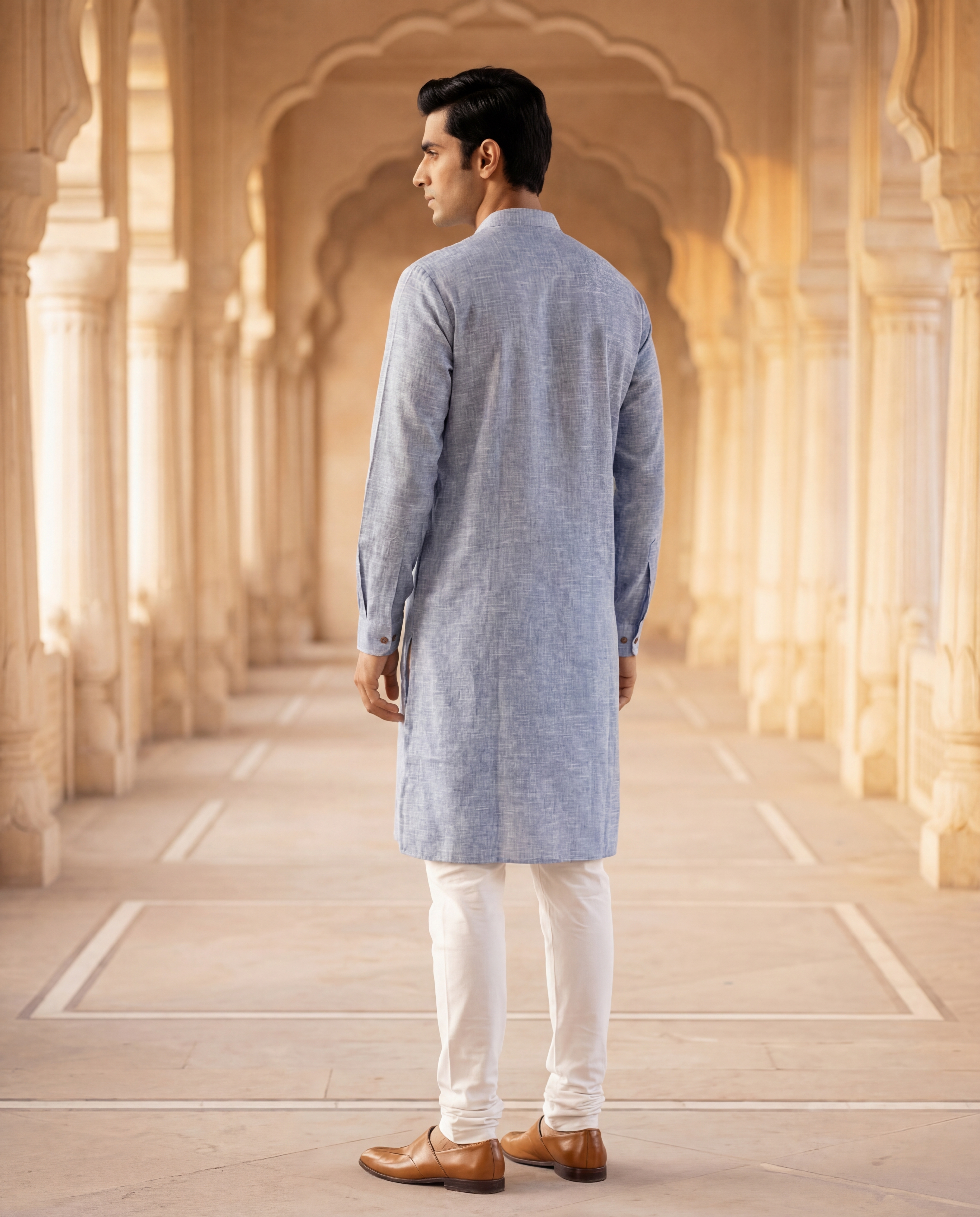 Men's Long Kurta- Pale lilac  3