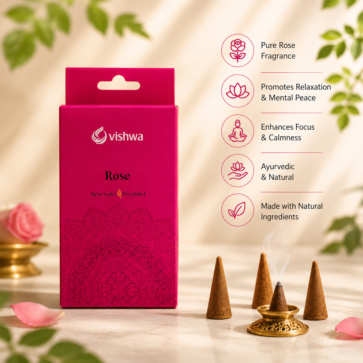 Mandala Incense Cone - Rose 3
