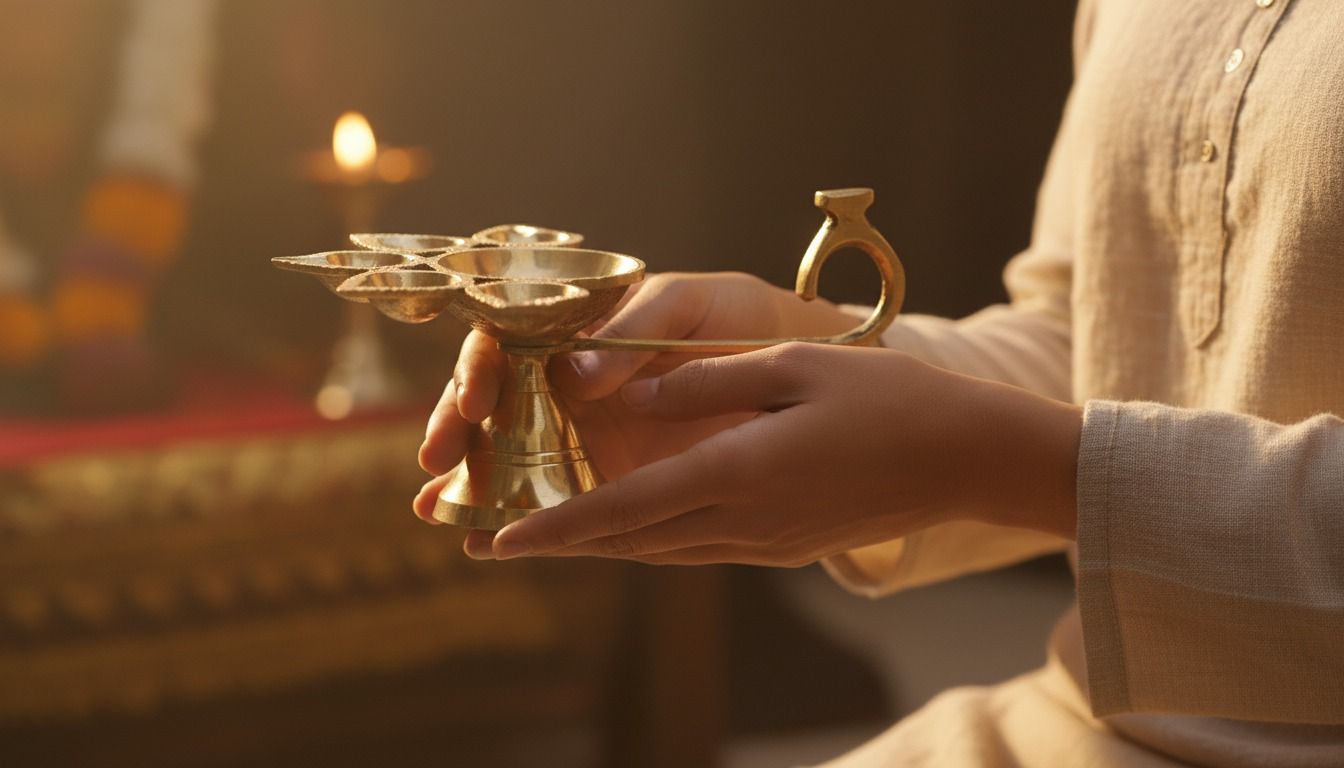 Brass Panchmukhi Diya (Five-Wick Oil Lamp) 2