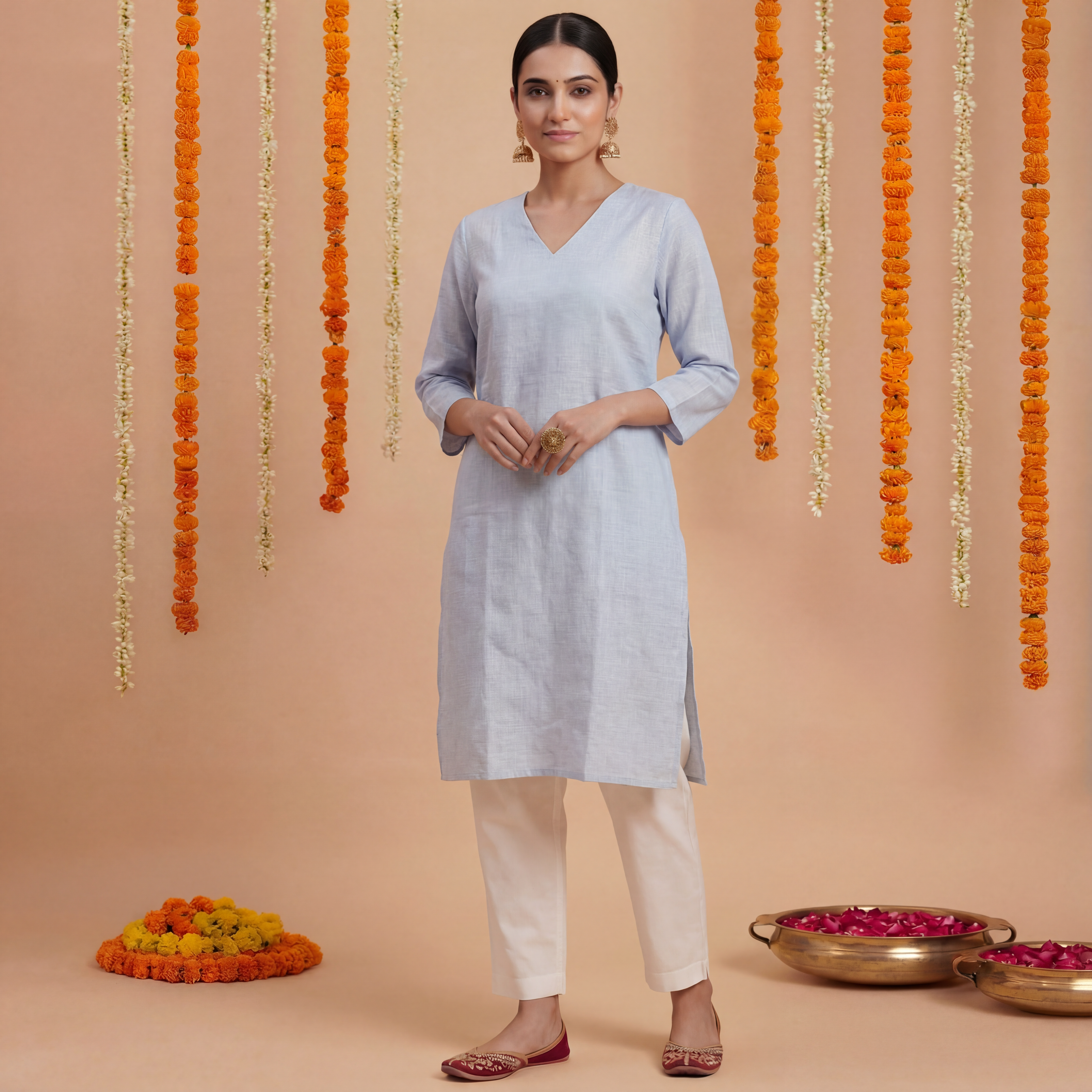 Sky Blue Women's Short Kurta