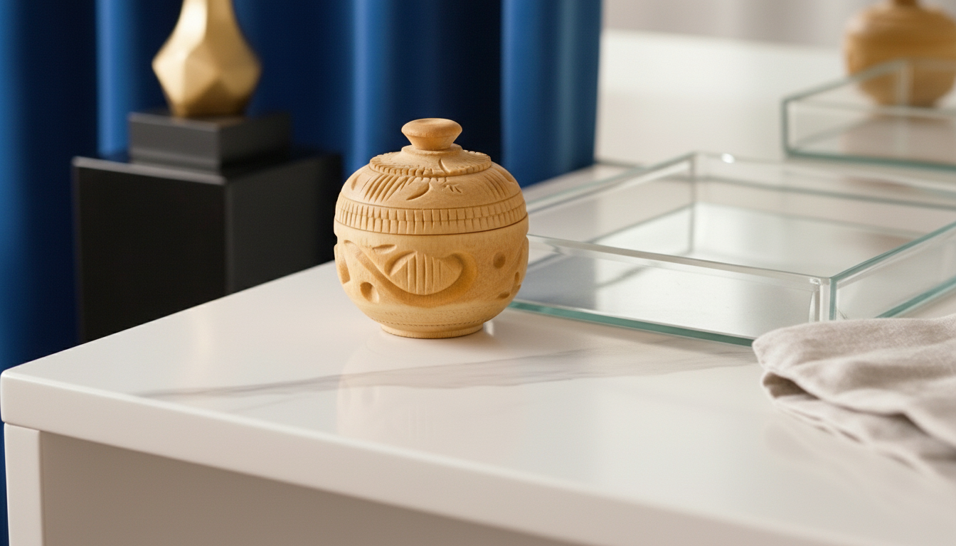 Rajasthani Handcrafted Round Wooden Sindoor Box