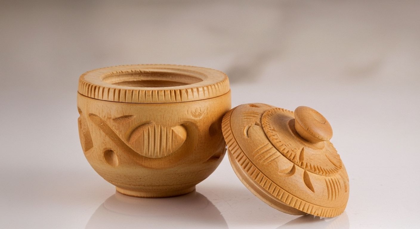 Rajasthani Handcrafted Round Wooden Sindoor Box 4