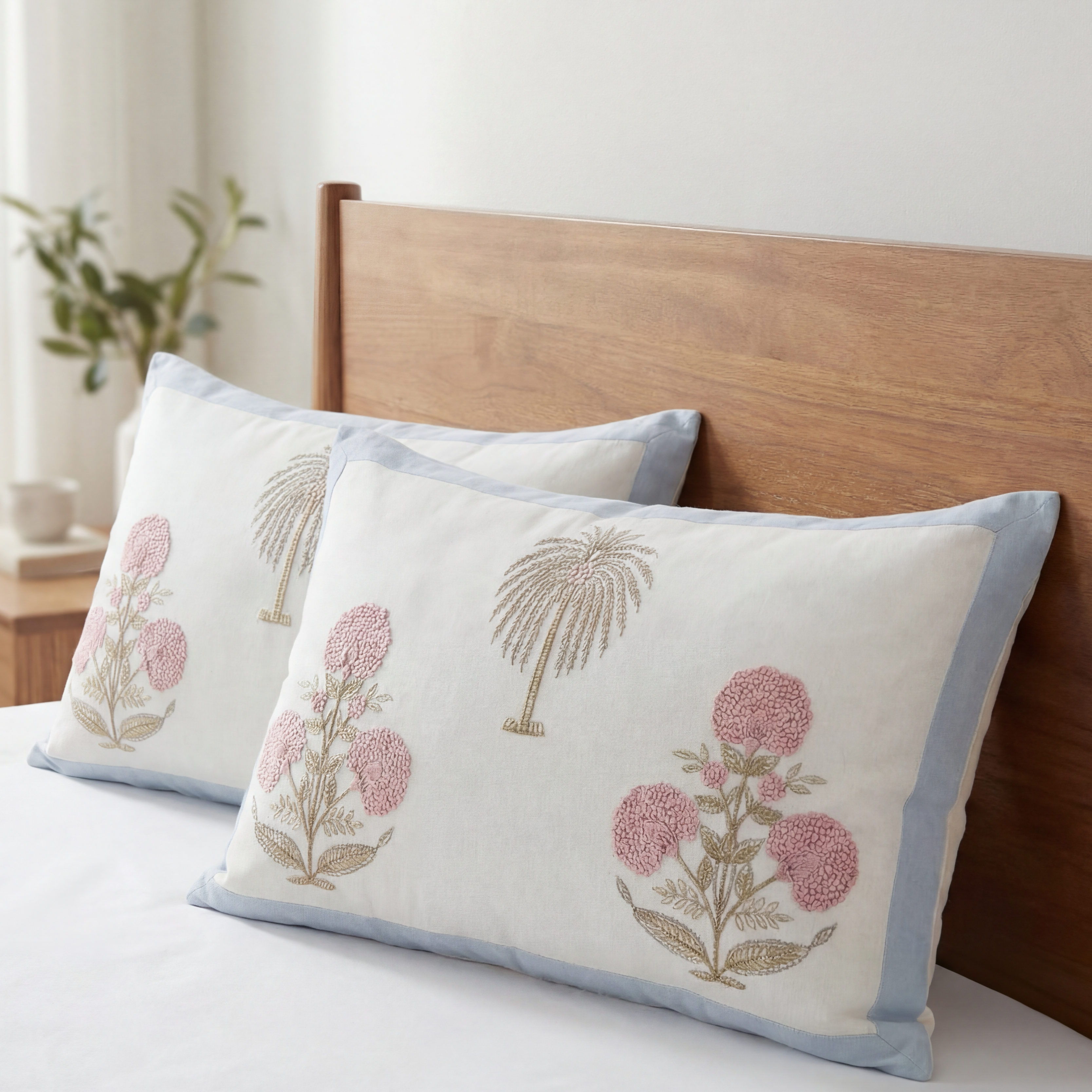 Blossom Palm Hand Block Bedsheet Set 2