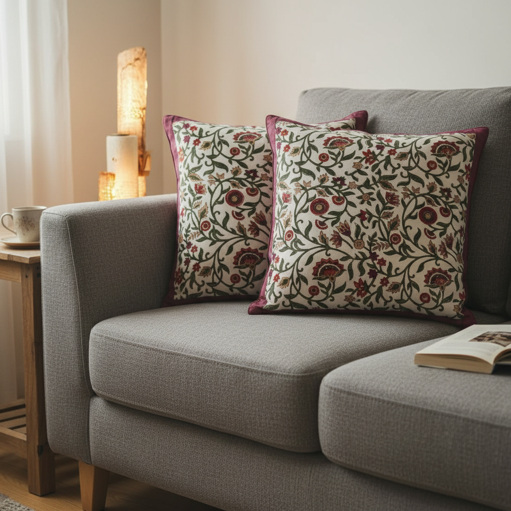 Rustic Charm Hand Block Cushion Cover 3