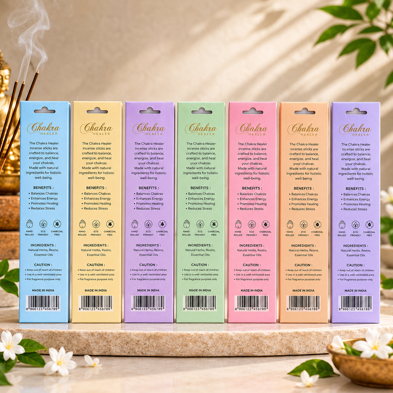 Chakra Healer Incense Stick Bundle (Ajna + Anahata + Manipura + Muladhra + Sahasrara + Swadisthana + Vishuddha) 2
