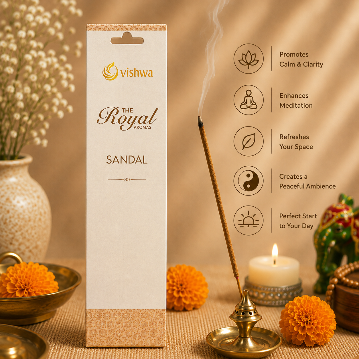 Royal Aromas Incense Sticks - Sandal 3