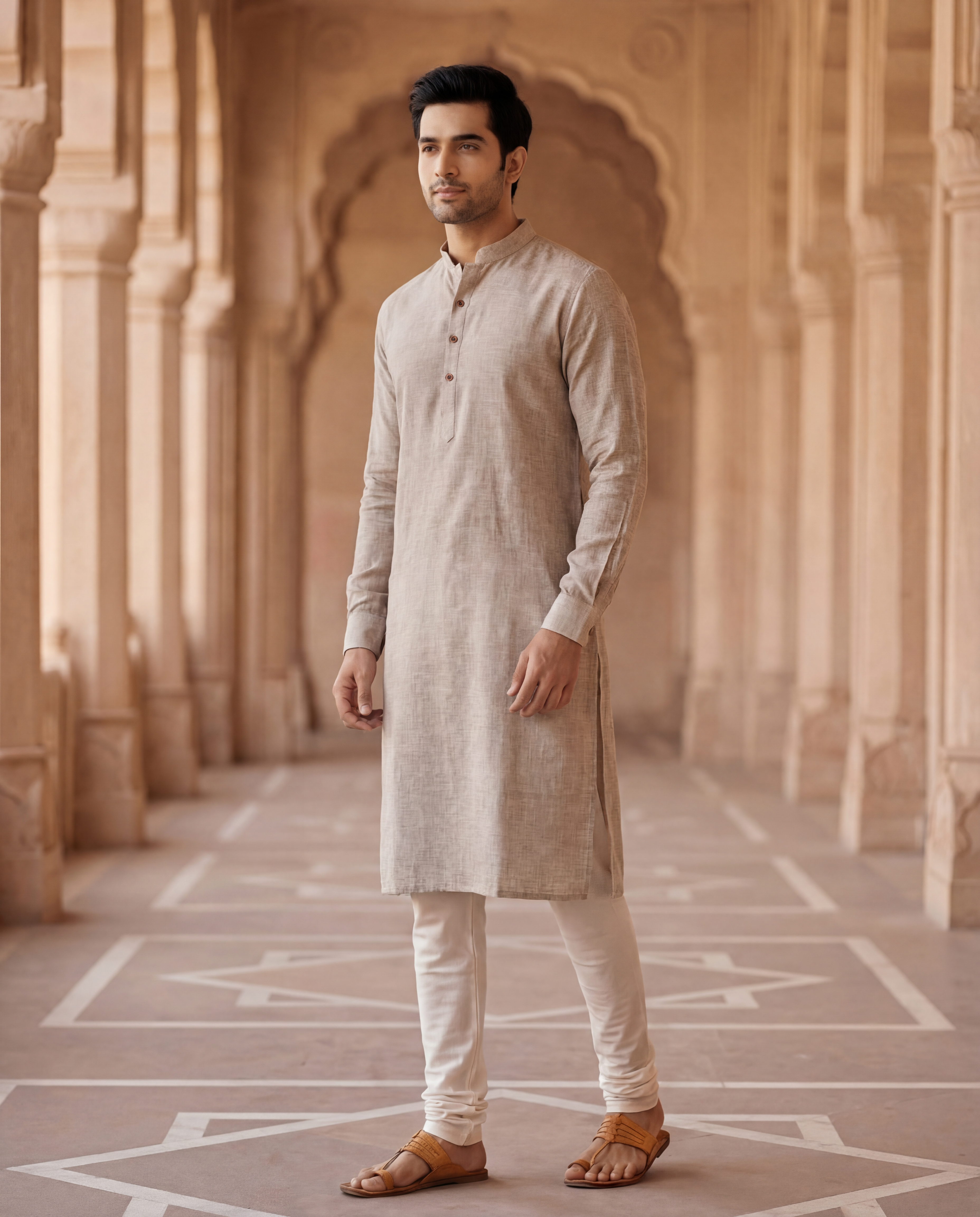 Men's Long Kurta- Dusty Rose  3