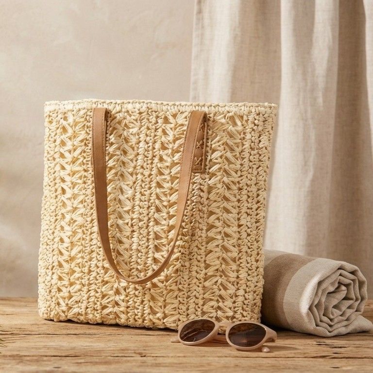 Ivory Breeze Woven Shoulder Bag