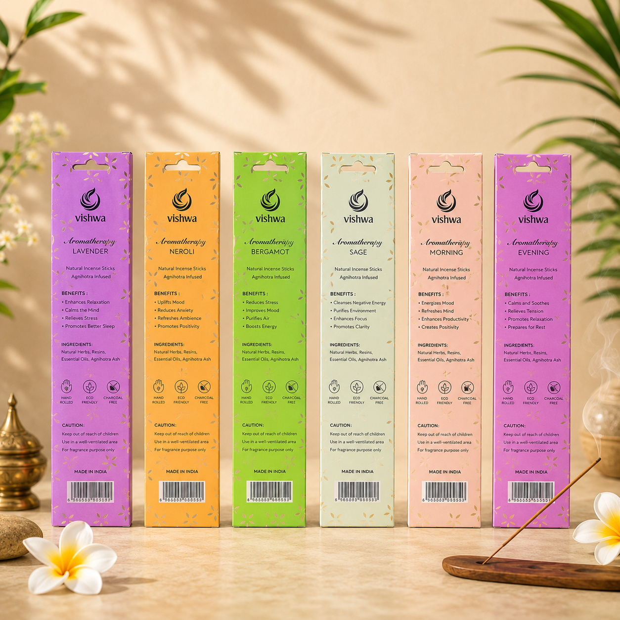 Aromatheraphy Incense Stick Bundle (Bergamot + Lavender + Neroli + Morning Aromas + Evening Aromas + Sage) 2