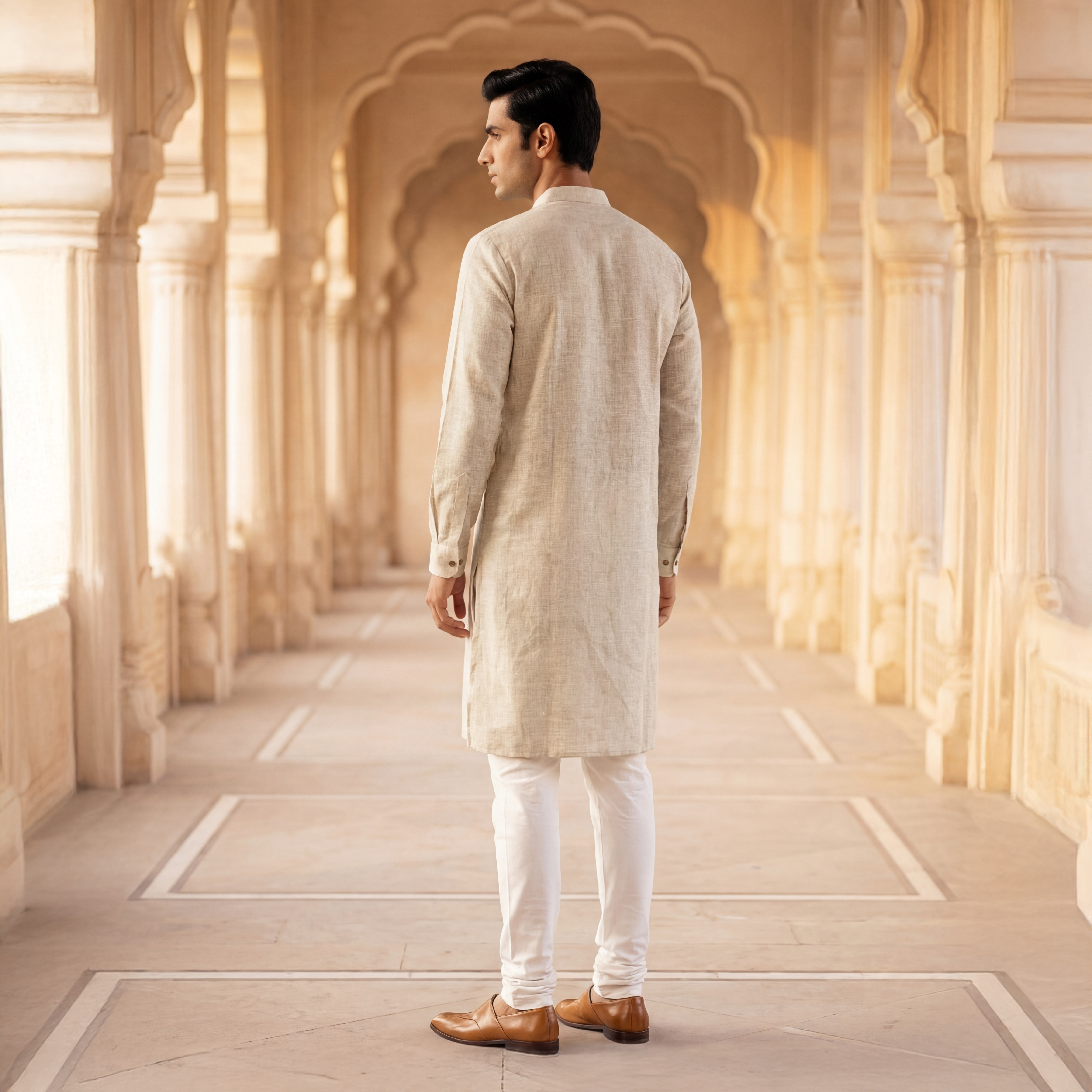 Men's Long Kurta - Soft Pink  3