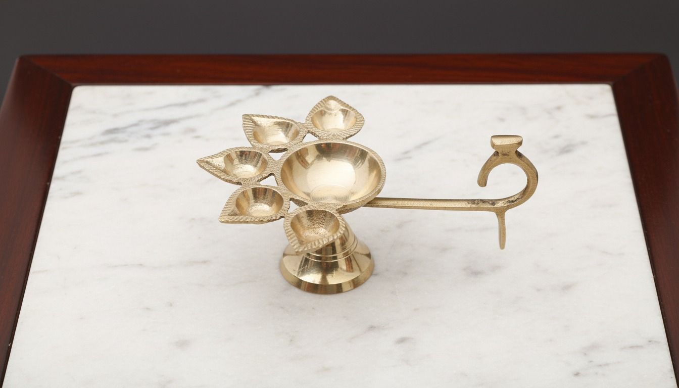 Brass Panchmukhi Diya (Five-Wick Oil Lamp) 4