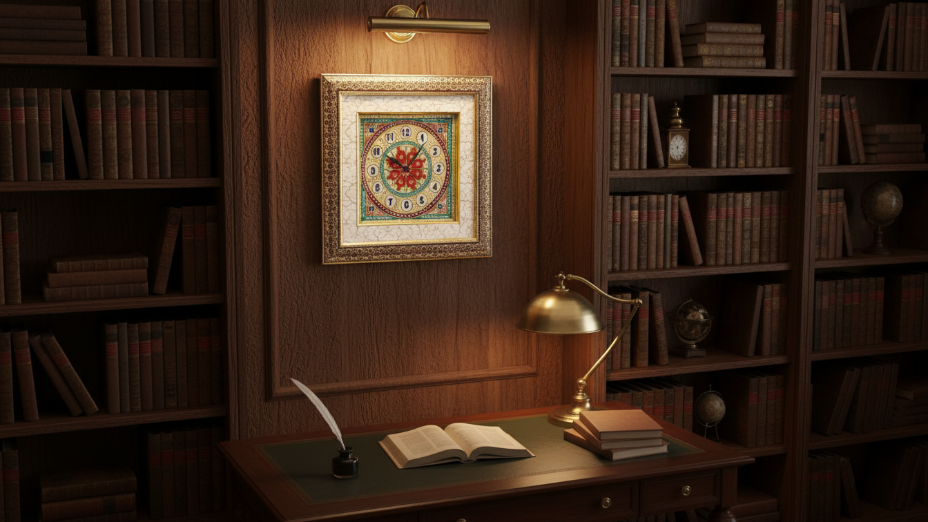 Handcrafted Marble Wall Clock– Floral Meenakari Design 2