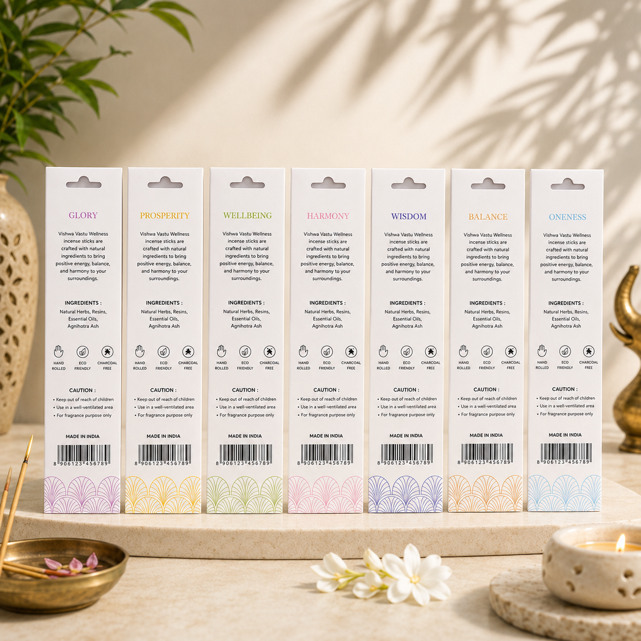 Vastu Wellness Incense Stick Bundle (Balance + Glory + Harmony + Oneness + Prosperity + Wellbeing + Wisdom) 2