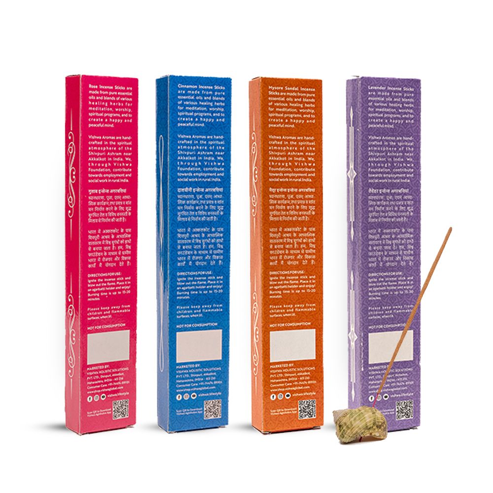 Mid - Range Incense Sticks Bundle - Temple - ( Rose + Cinnamon + Lavender + Sandalwood ) 4