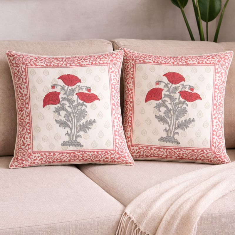 Royal Bloom Embroidered Cushion Cover
