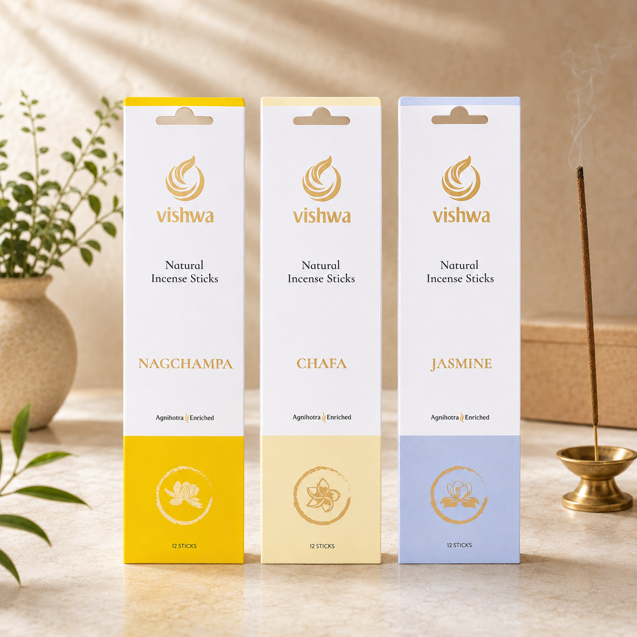 Floral Incense Stick Bundle (Chafa + Jasmine + Nagchampa)
