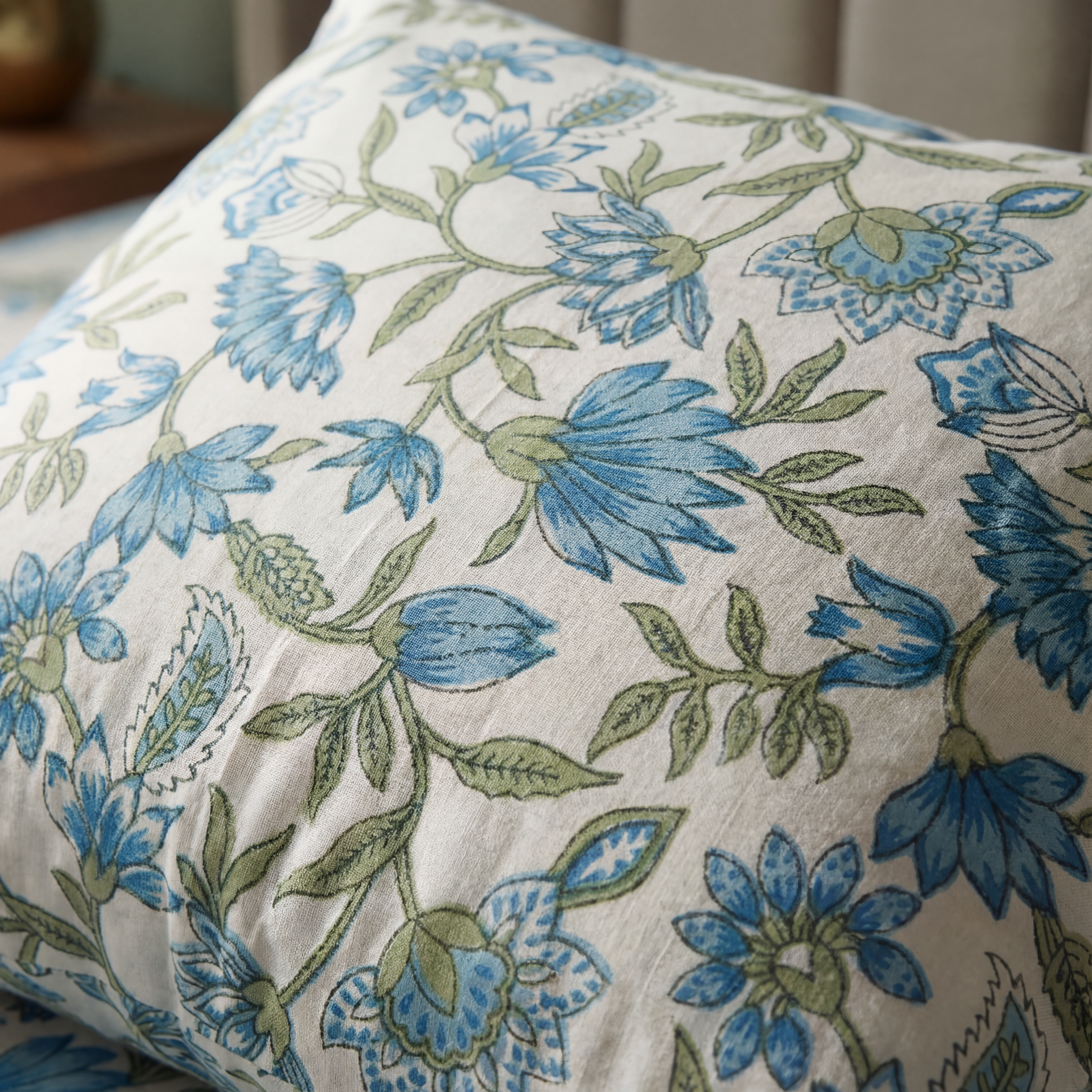 Blue Meadow Hand block Bedsheet Set 4