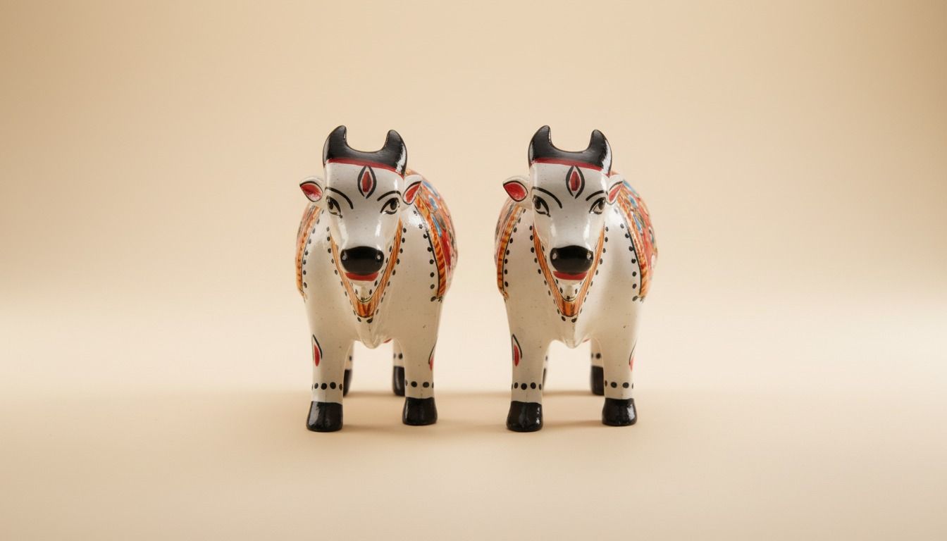 Hand-Painted Kamdhenu Cow Pair 3