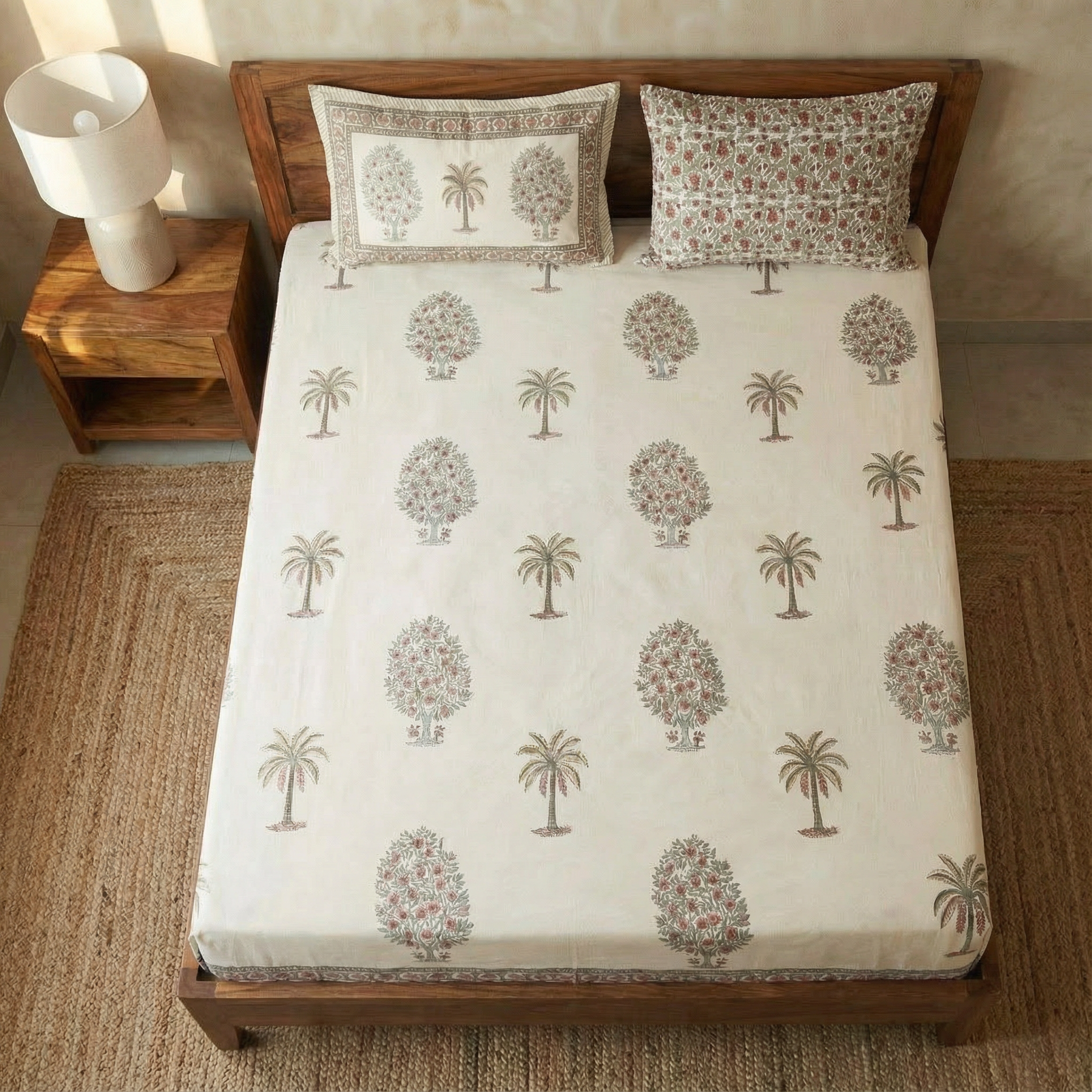 Orchard Charm Hand block Bedsheet Set 2