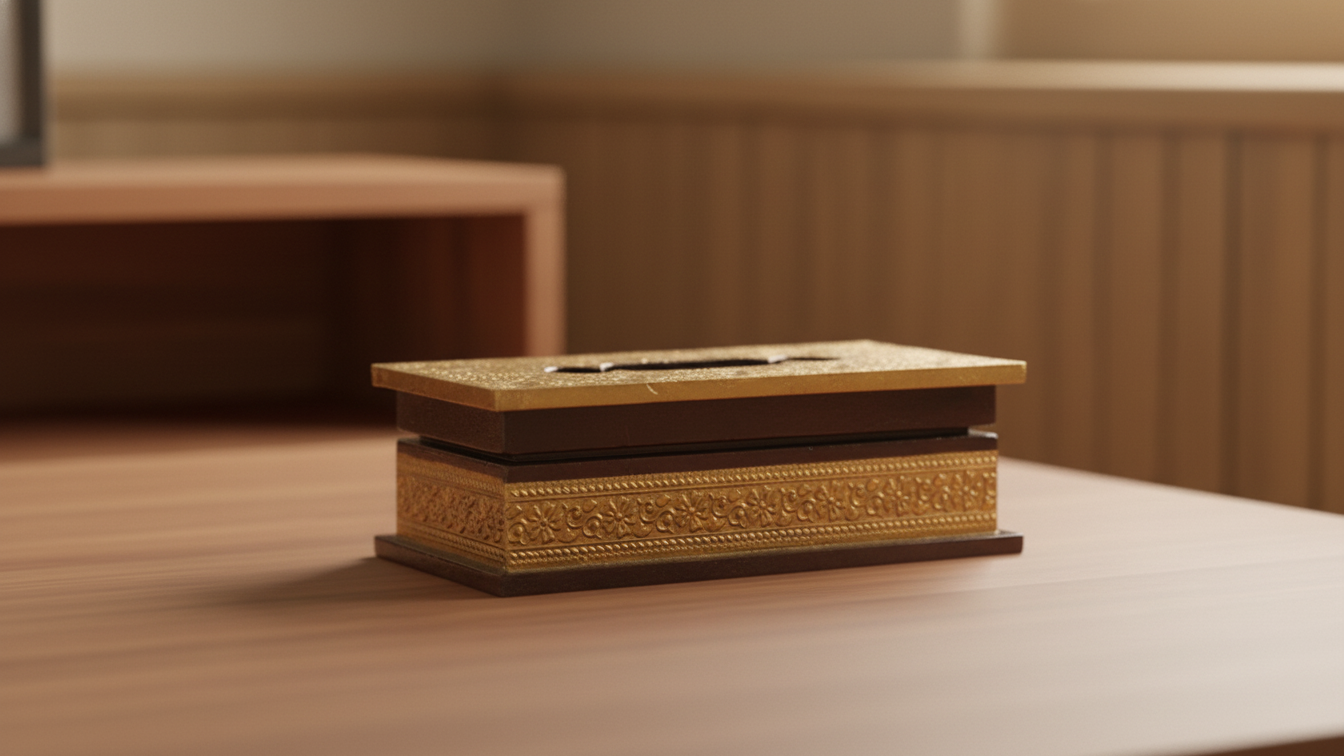 Golden Elegances Wooden Tissue Box 6